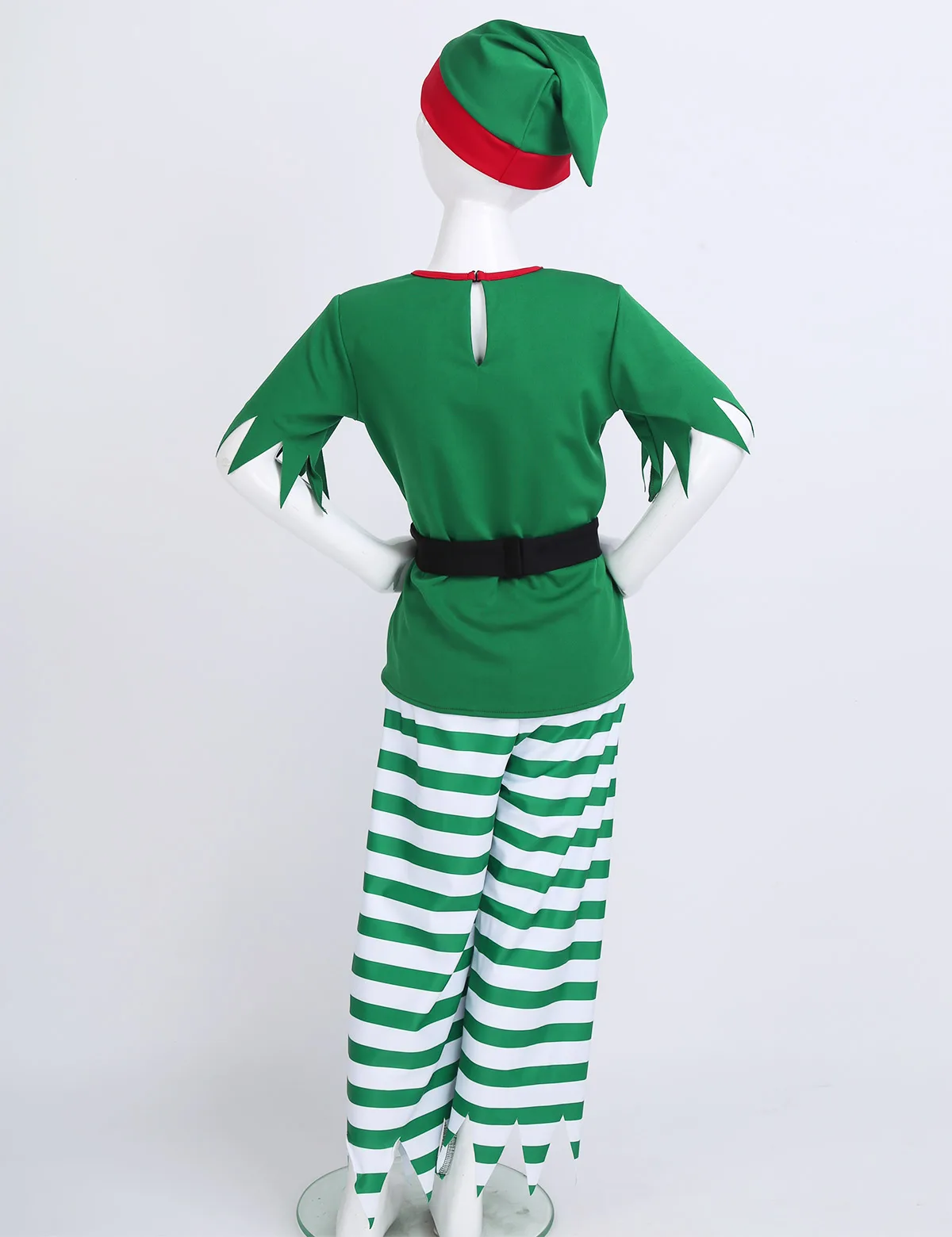 Traje de disfraz de Hada de Navidad para chicos chico con pantalones a rayas conjunto de cinturón de sombrero para fiesta de Cosplay de Navidad