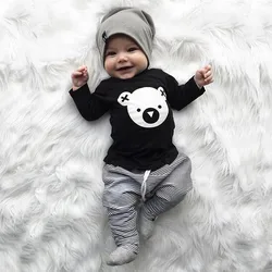 Neugeborene Baby Mädchen Jungen Kleidung Herbst Baby Sets Cartoon Koala T-Shirt + Gestreifte Hose Outfits Infant Kleidung 6 12 18 24 monate