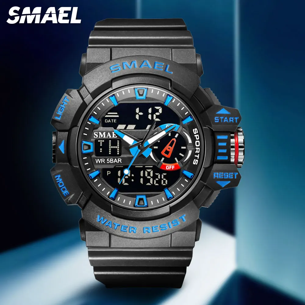 

SMAEL Digital Watch for Men Waterproof Quartz Wristwatch Military Sport Dual Time Alarm Clock Watch часы relogio montre reloj