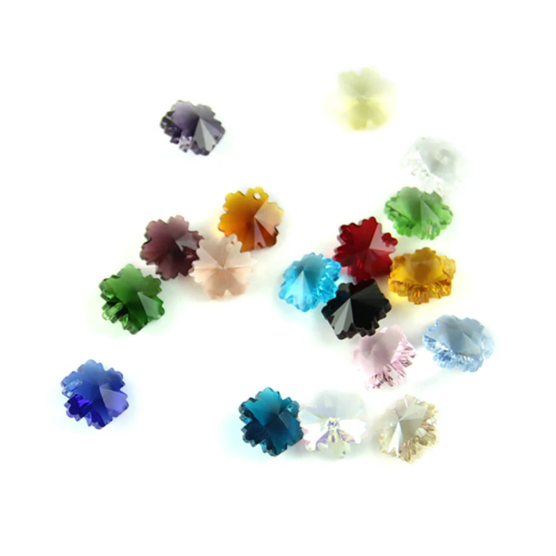 14mm Crystal Snowflake Beads In 1 Hole/2 Holes Glass Chandelier Parts Strand Garland DIY Accessories