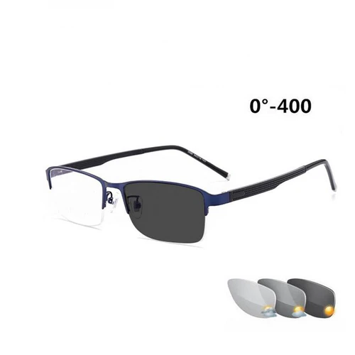 Gafas graduadas cuadradas semisin montura para miopía, gafas fotocromáticas de Metal, camaleón, montura de dioptrías 0-0.5-0,75 To -6