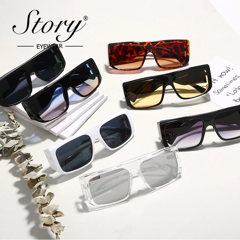 Story fashion Square Gradient Sunglasses Women Men 2020 Brand Designer Vintage Leopard Clear Frame Windproof Goggles S1955G