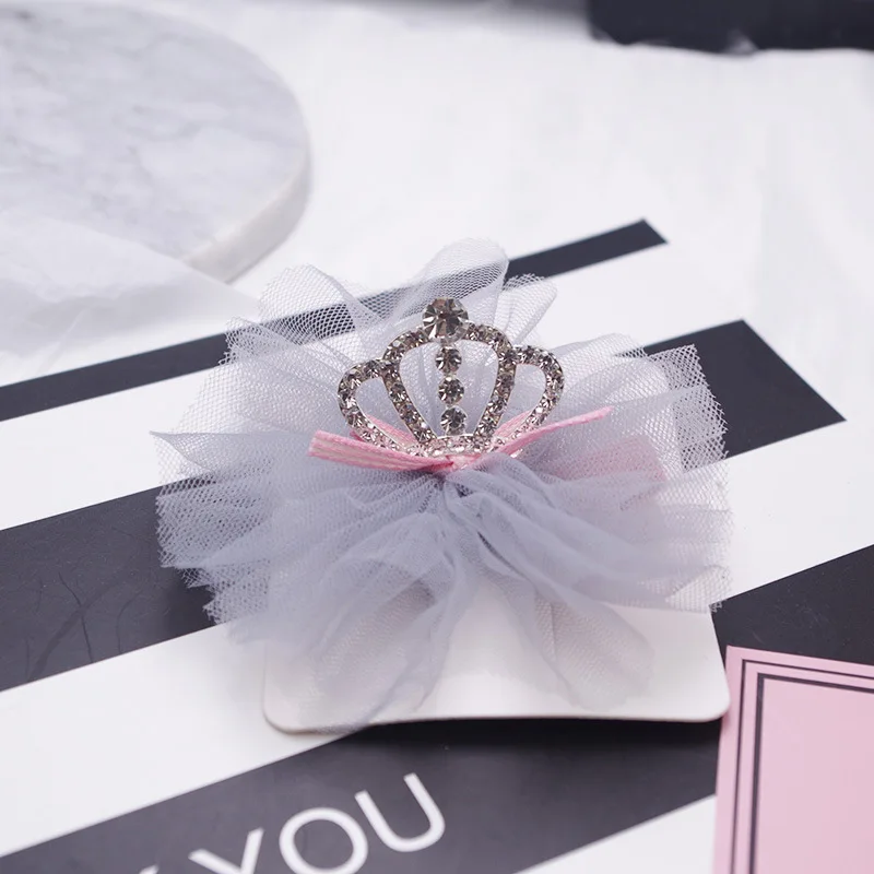 HOT Children's Mesh Rhinestone Crown Hair Pins Hair Accessories Baby Hair Clips Stereo Tiara Lace Sweet Girls Hairpins