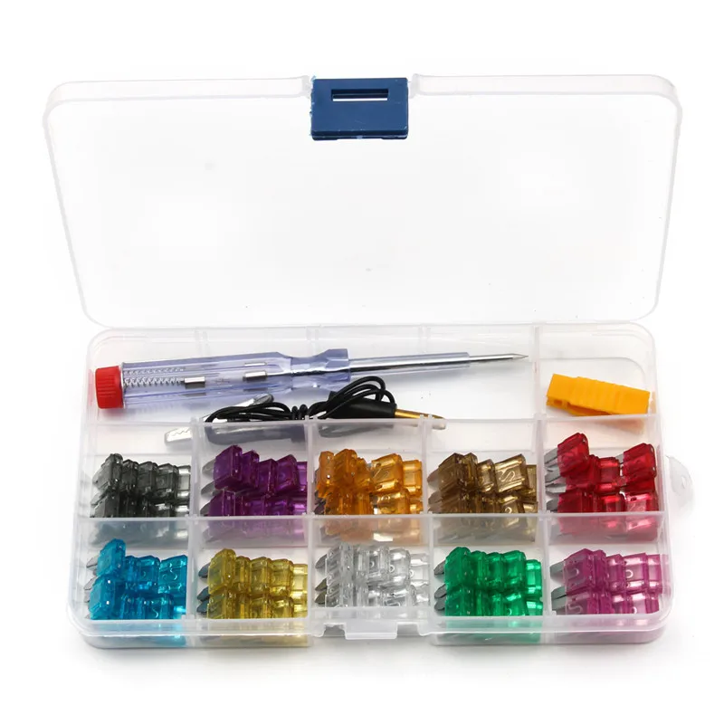 100pcs 2/3/5/7.5/10/15/20/25/30/35A Auto Car Blade Fuse Automobile Car Security Fuse Standard Kit Using For Small-sized Car