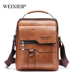 weixier messenger bag men's shoulder bag retro leather vertical handbag business men's casual leather bag men bag crossbody bags