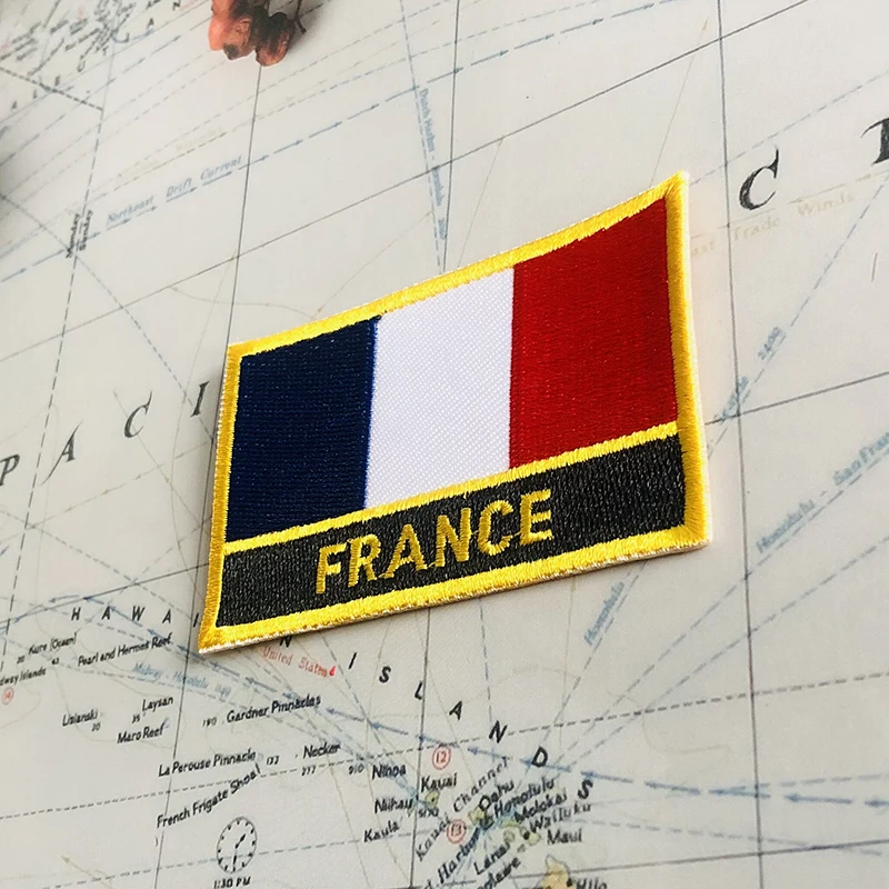 FRANCE National Flag Embroidery Patches Badge Shield And Square Shape Pin One Set On The Cloth Armband   Backpack  Decoration