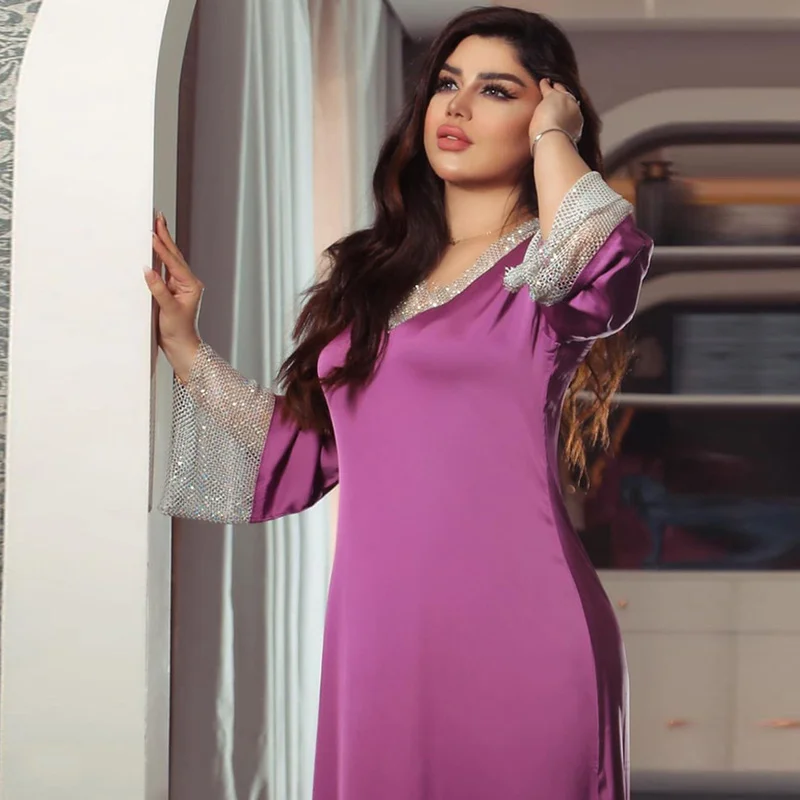 Dubai Abaya-vestido musulmán de Turquía de Oriente Medio para mujer, ropa islámica de manga larga de satén, moda 2021