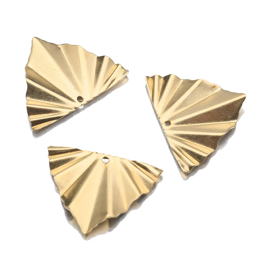 20pcs/Lot Raw Brass Folded Triangle Flower Pendants Or Charms Diy For Boho Drop Earrings Necklace Jewelry Supplies Wholesale