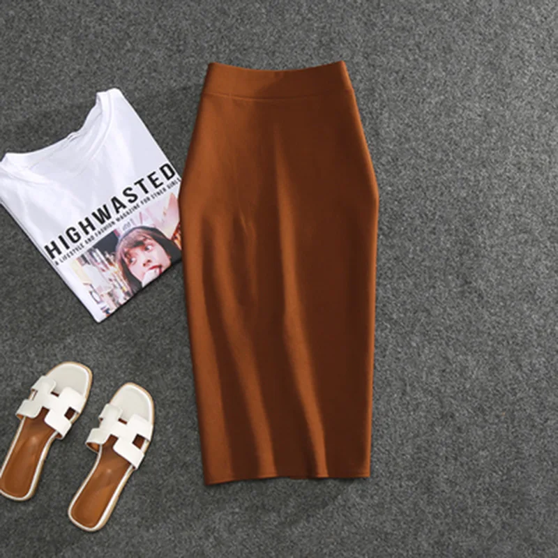 2026 New Women's Pencil Skirts Solid Pur High Waist Slim Fit Girl Summer Office Lady Elastic Female Sexy Tube Faldas PL211