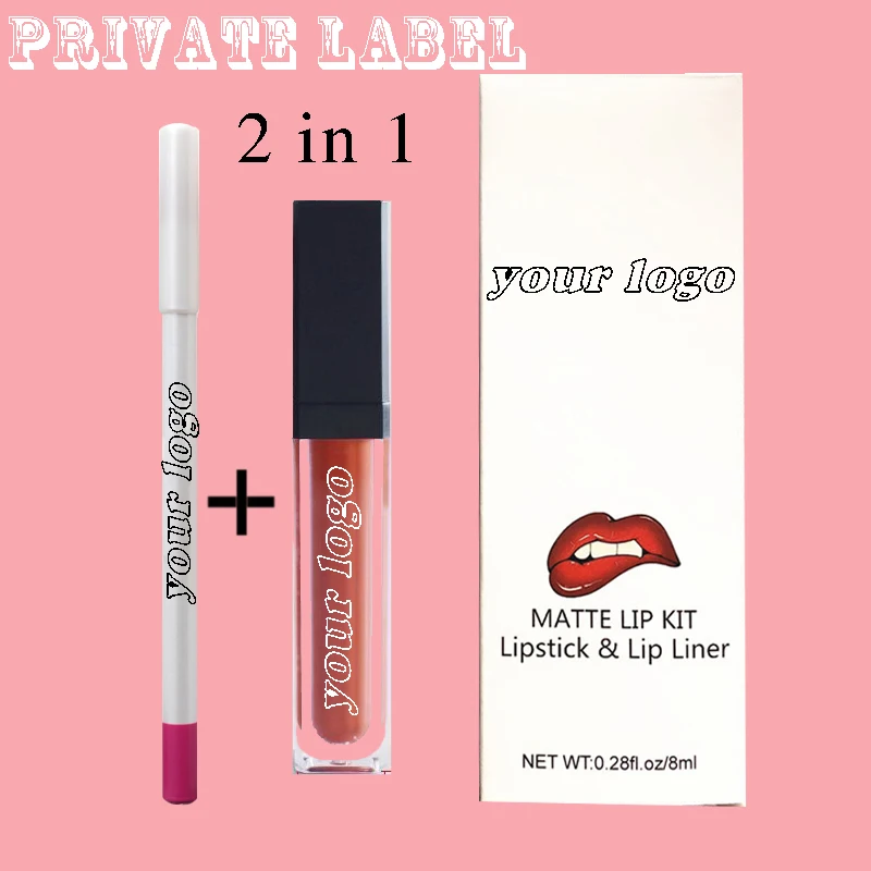 Lipstick Wholesale Custom Logo Matte Liquid lipstick With Nude Lip Liner Set Bulk Private Label Cosmetics Makeup Sets Vendors