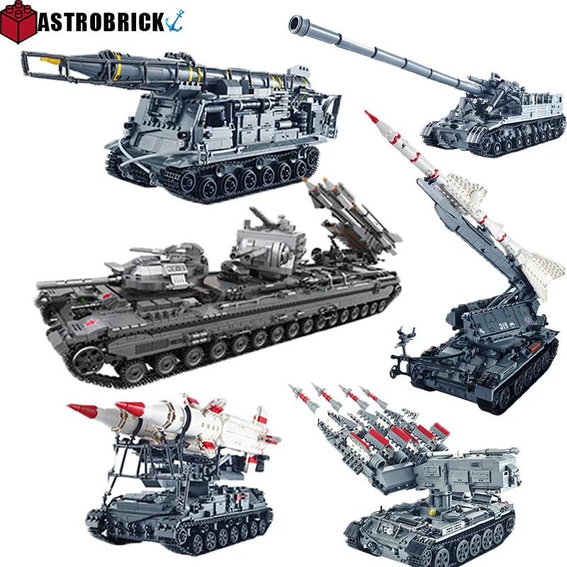 Military Series MOC Tank Building Blocks Missle Armored Vehicle Tractor Bricks 3D Model Toys Sets For Children Birthday Gifts