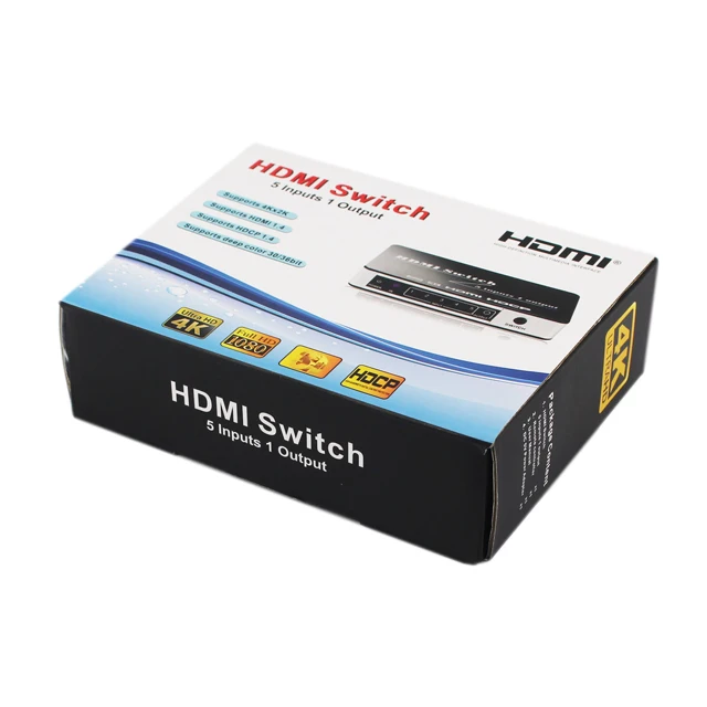 5 port hdmi switch 5 input 1 output 4K HDMI 1.4 Support hot plug&play and IR for DVD PC PS4