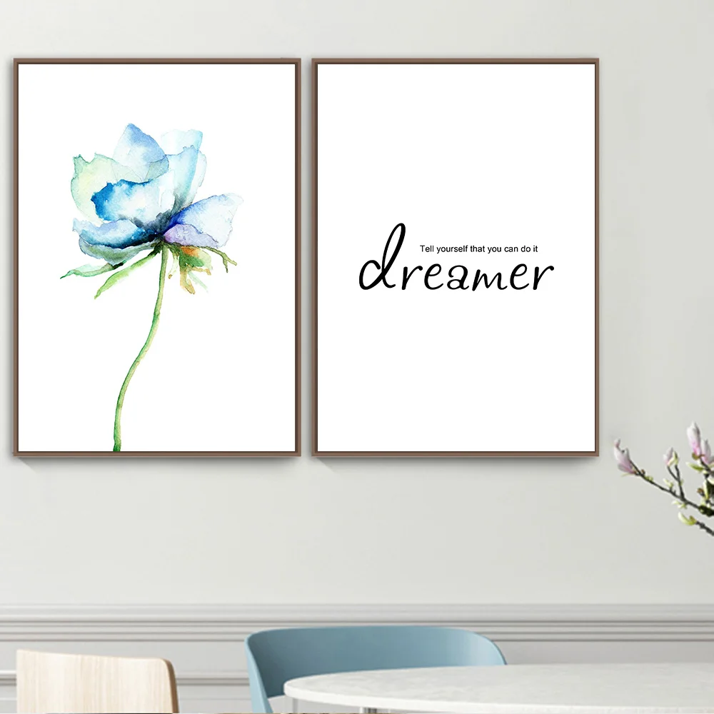 Perfume Poster Canvas Painting Blue Wall Art Poster Parfum Flower Art Print Nordic Canvas Modern Wall Pictures For Bedroom Decor