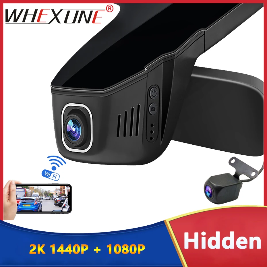 

Hidden 2K Dash Cam Surveillance Front and Rear Cameras HD 1440P Car DVRs Dashcam WiFi Video Recorder 24H Parking Monitor Videcam