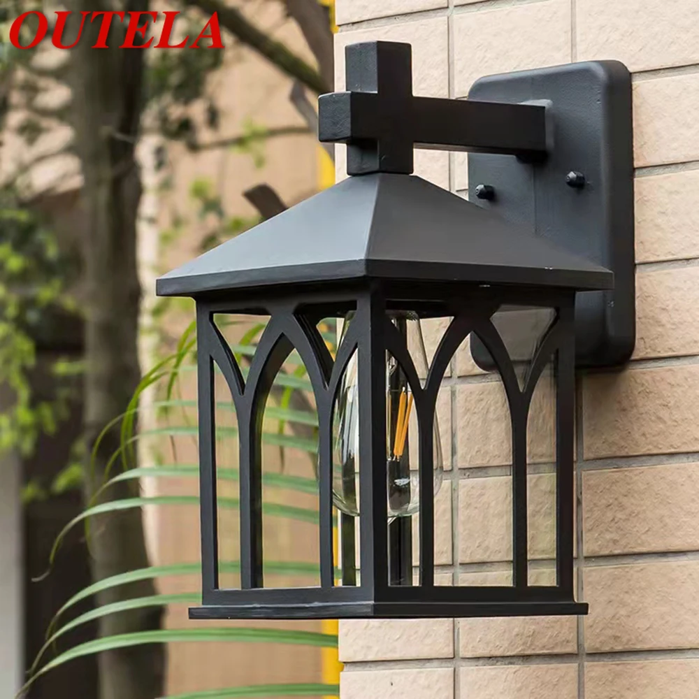 

OUTELA Outdoor Black Light LED Retro Wall Sconces Lamps Classical Waterproof for Home Balcony Decoration