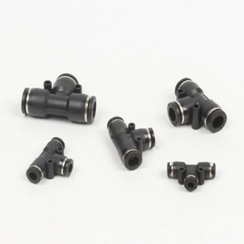 Pneumatic Quick Joint Black Plug-in tee connector Pupneumatic trachea external PE-4 PE-6 PE-8 PE-10 PE-12 PE-14 PE-16