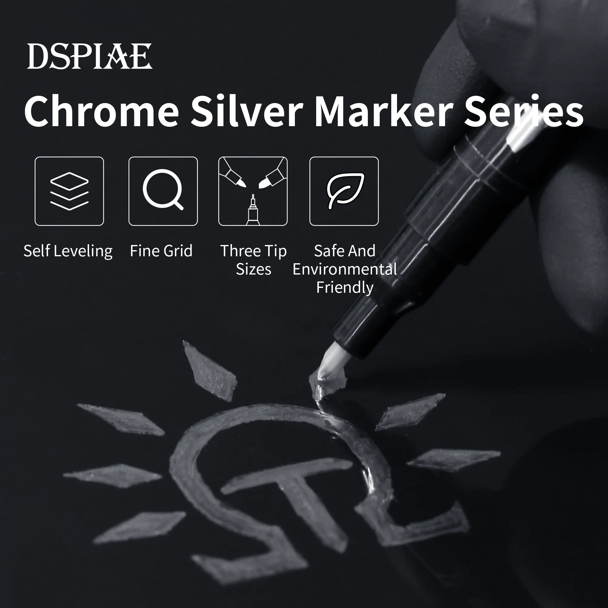 DSPIAE Chrome Silver Markers Thick / Fine / SuperFine Military Model Making Tool Assembly Remodeling Gundam Hobby DIY