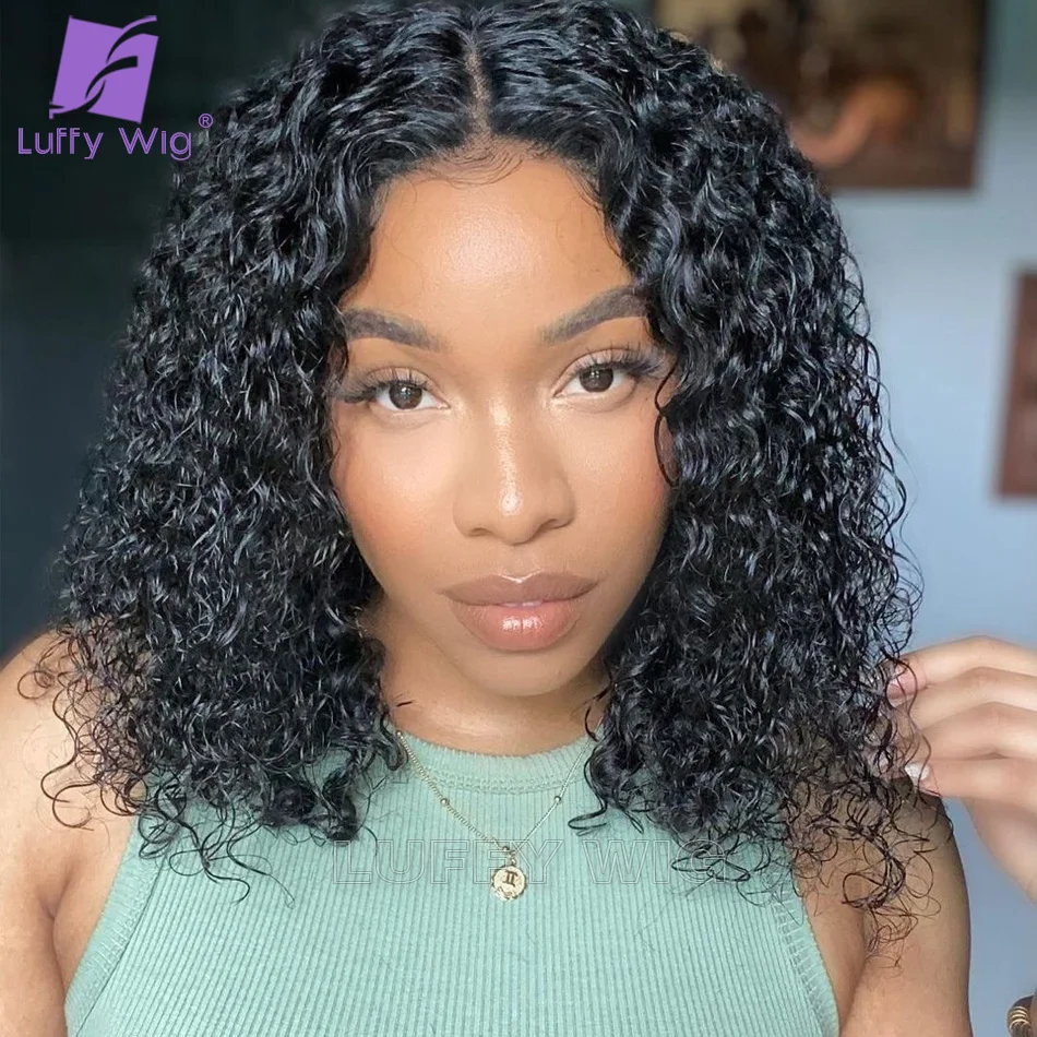 

5x5 Silk Base Closure Wig Human Hair Scalp Top Curly Short Bob Lace Front Human Hair Wigs Pre Plucked Remy Brazilian LUFFY