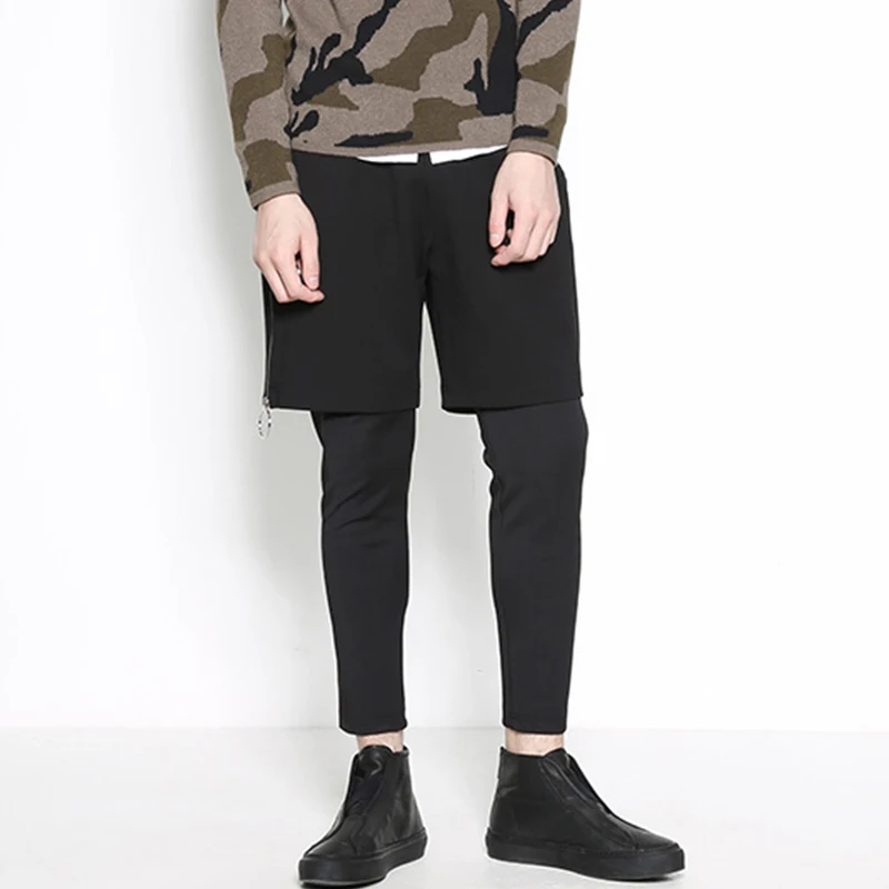 Men's wear, fake two-piece leggings, hip-hop loafers