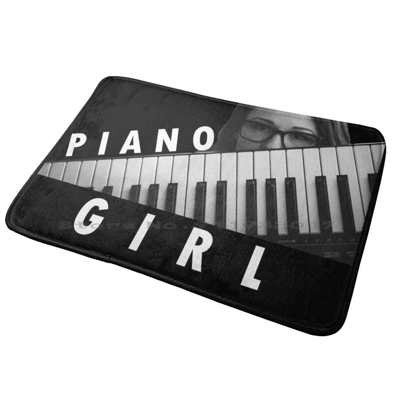 Piano-Girl Entrance Door Mat Bath Mat Rug Bc Rich Guitars Logo Washburn Musical Jackson Metal Electric Guitar Anti-Slip Bedroom