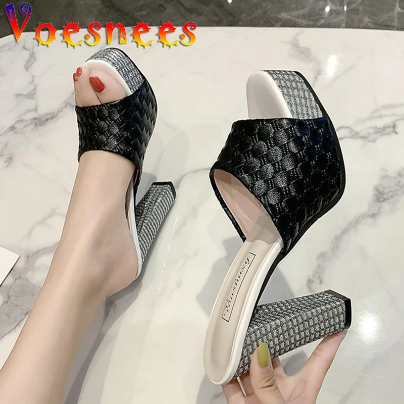 Women Shoes 2021 Summer New Slippers High-Heeled Fashion Waterproof Platform Sandals Female Thick Heel Peep Toe Non-Slip Slides