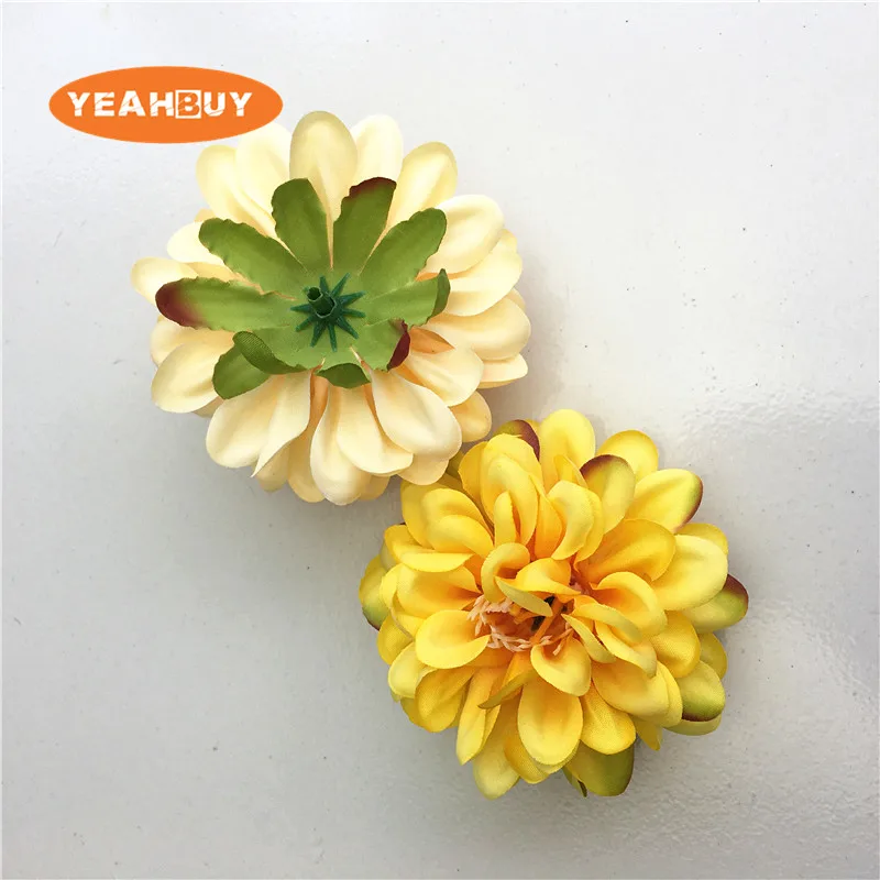 5PCS 7cm Artificial Dahlia Flower Head Blossom Chrysanthemum Fake Flower For Wedding Christmas Decoration DIY Wreath Home Decor