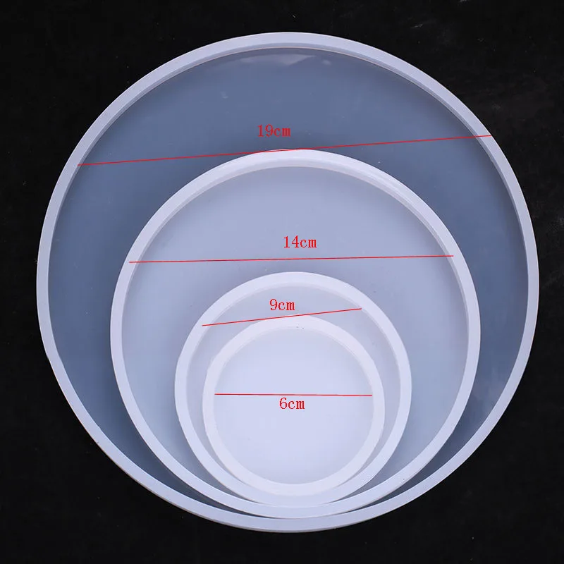 Los moldes circulares de silicona hechos de resina epoxi se pueden utilizar para bandejas de cojines, bases para macetas, adornos y adornos