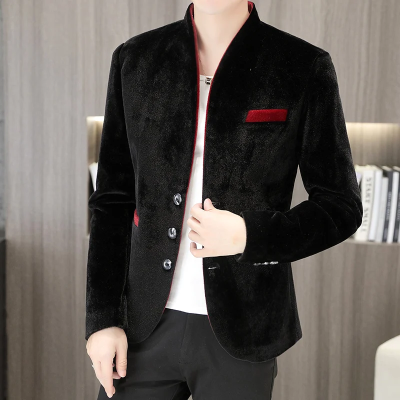 Velour Retro Green Blazers Men Slim Fit Velvet Claret Elegant Red Jacket For Mens Unusual Stylish Mens Clothing Claret Wedding