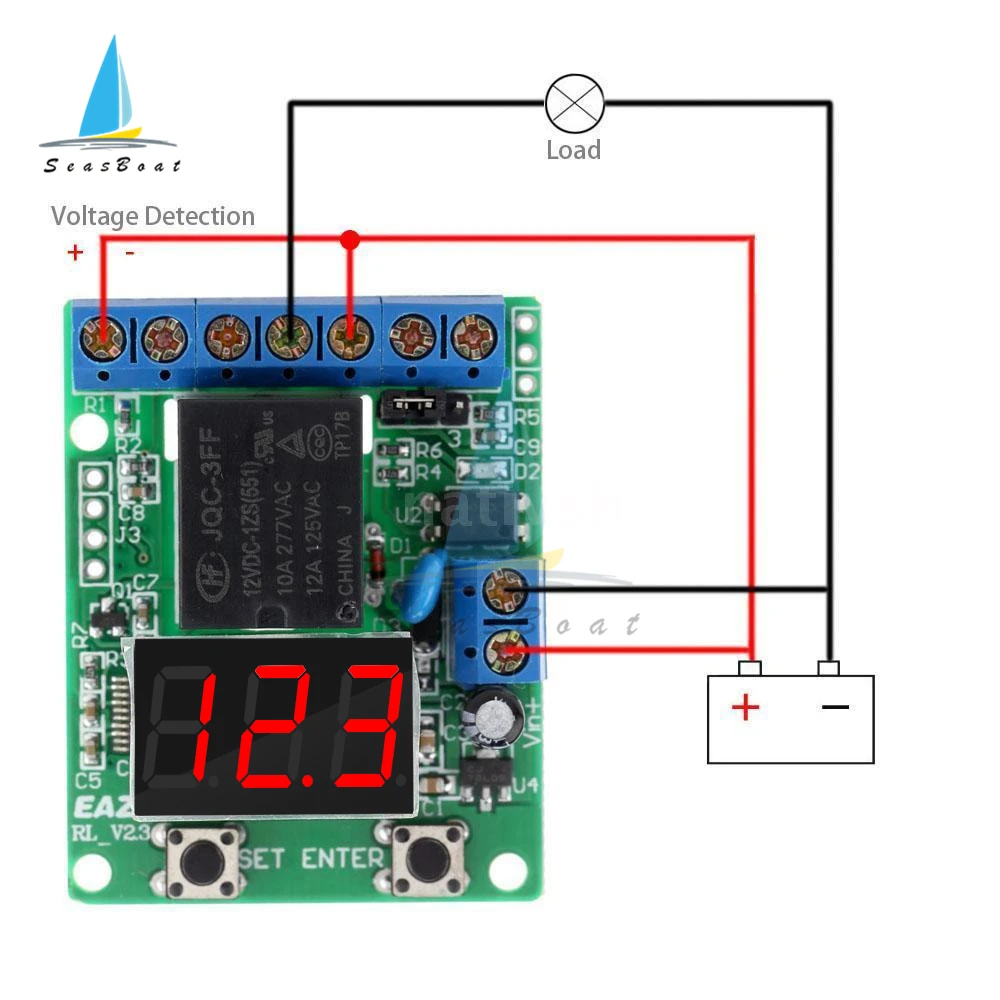 DC 12V 24V LED Digital Voltage Control Relay Module Relay Switch Control Board Voltage Detection Charging Discharge Monitor