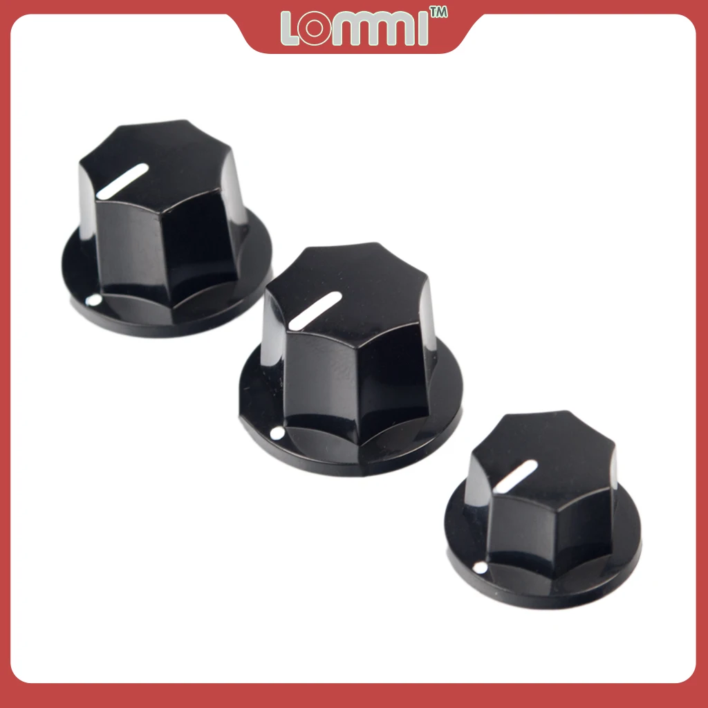 

LOMMI 3pcs Guitar Potentiometer Knob Black"Top Hat" Screw Guitar Effect Pedal knob 1/4 Shaft For Amplifier Amp Volume Control
