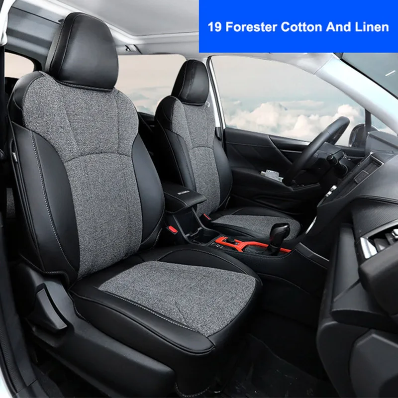 

QHCP Car Seat Cover Microfiber Leather Ventilation ProtectIve Cushion Cotton Linen Auto Interior For Subaru 2019-2022 Forester