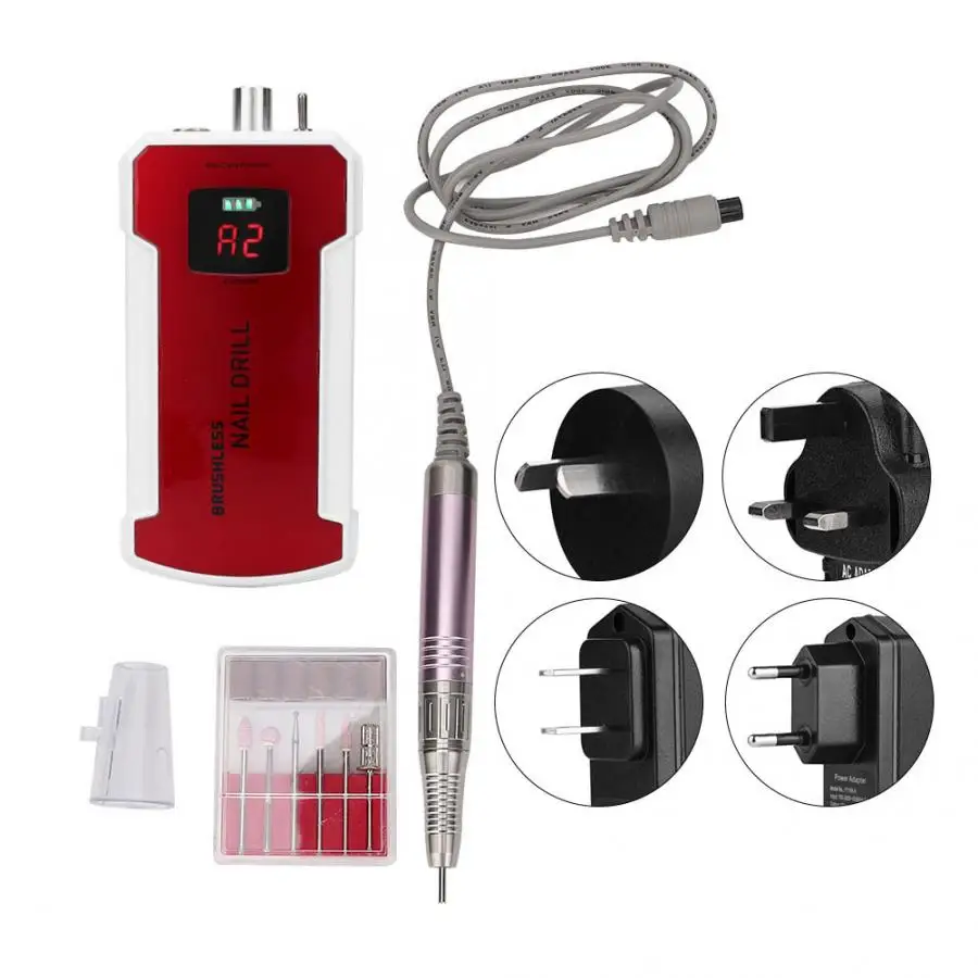 80W Rechargeable Electric Nail Drill 25000RPM Manicure Drill Art Set Machine Mill Cutter Sets Nail Pedicure File Polishing Tool