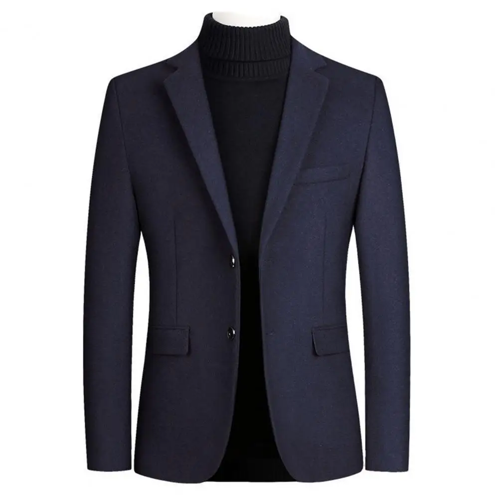 High Quality Men\'s Two Buttons Lapel Suit Coat Wool Blends Casual Blazers Men Solid Business Casual Mens Coats and Jackets 2021