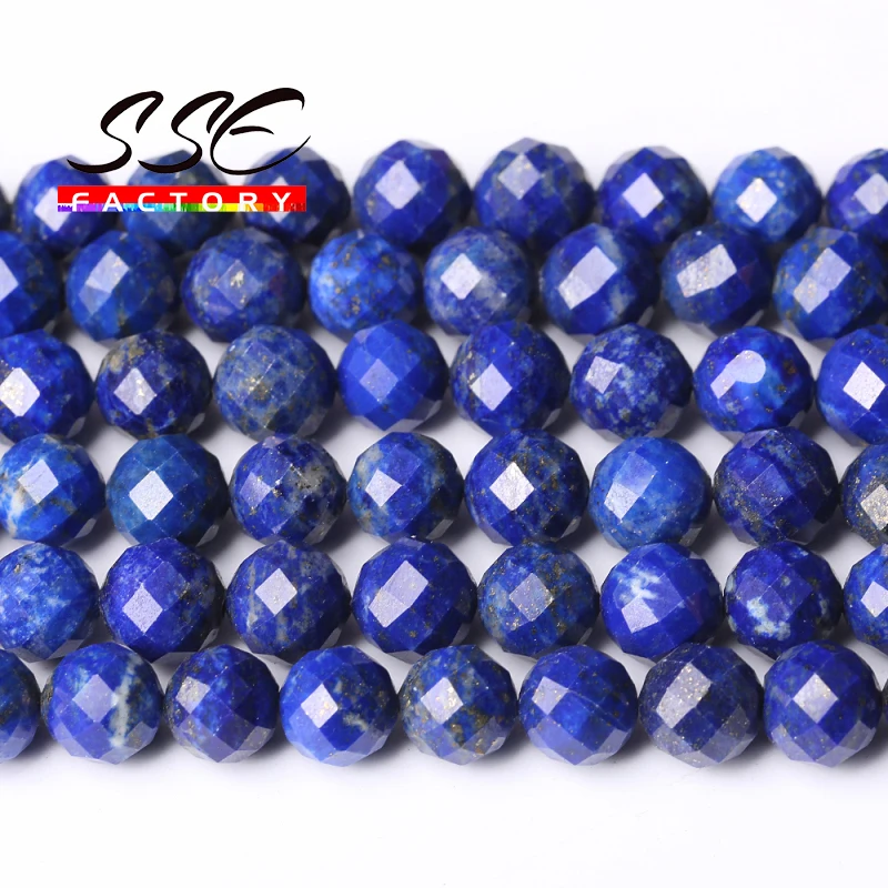 A+ Natural Lapis lazuli BeadsFaceted Stone Loose Spacer Beads For Jewelry Making DIY Bracelets Earrings Accessories 6mm 8mm 15
