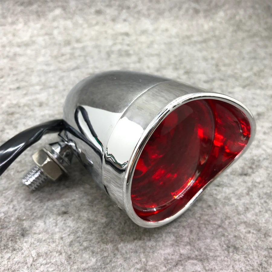 Aluminum Retro Motorcycle Brake Stop Light Chrome/Black Motorbike Rear Tail Lamp Indicator For Cruiser Chopper Bobber Cafe Race