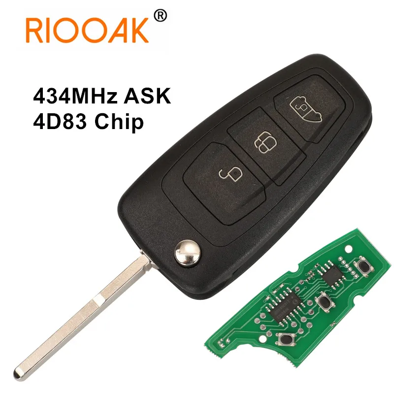 

434MHz ASK 4D83 Chip Car Key Remote for Ford Tourneo Transit Custom Remote Flip Key Fob Aftermarket BK2T-15K601-AA/ AC