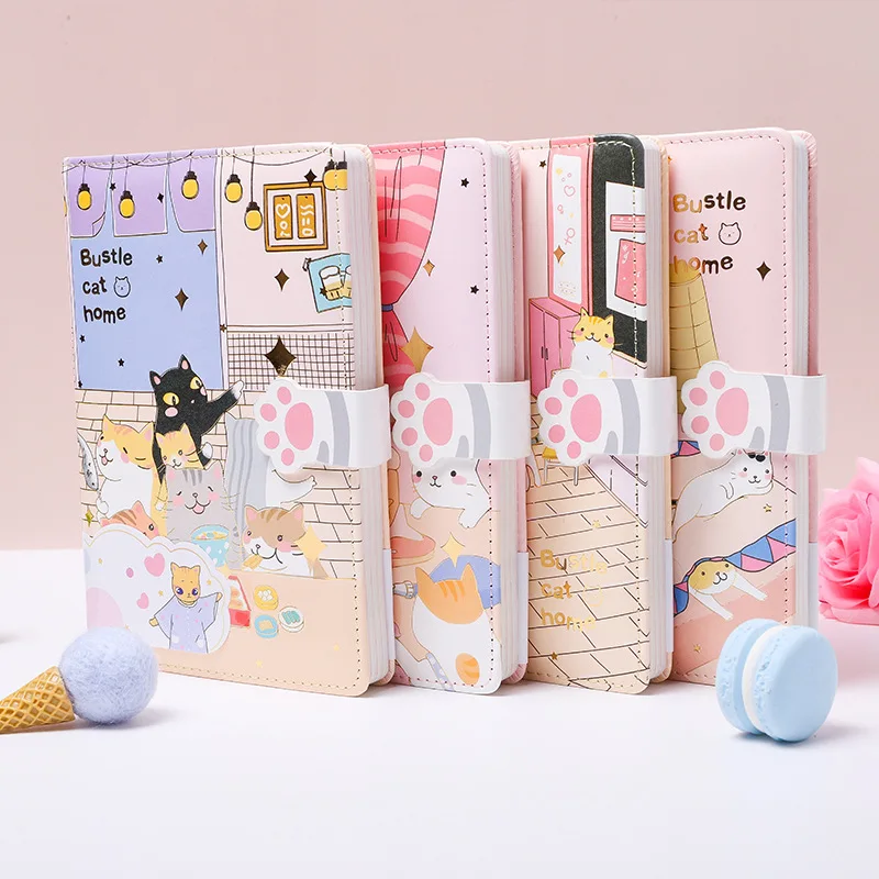 4 pcs/lot Creative Cat Paw Notebook Cute Magnetic buckle Note Book Diary Planner Stationery gift School Supplies