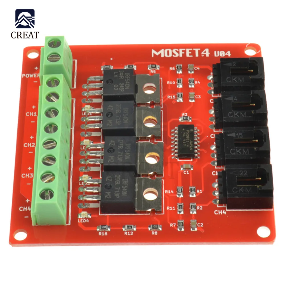 Four Channel 4 Channel Way Route MOSFET Button IRF540 V4.0 MOSFET Switch Module for DC Motor Drive Dimmer Relay Board