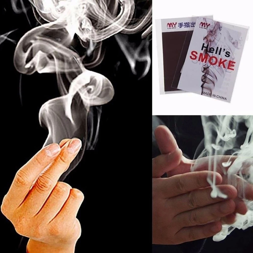 1pcs Chemical Magic Paper Cool Close Up Magic Trick Fingers Smoke Hells Smoke Stage Stuffs Fantasy Prop Make fun