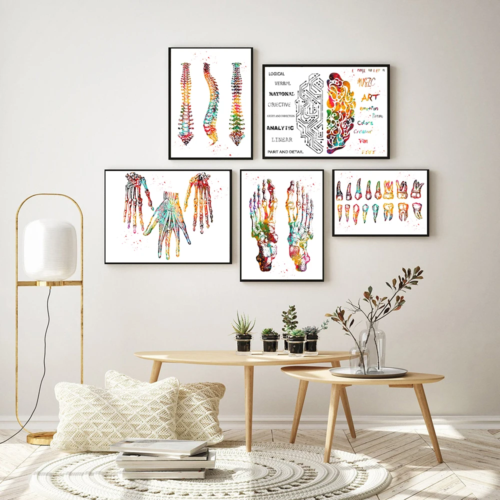 Feet Print Skeleton Set Art Canvas Poster Painting Foot Bones Anatomy Medicine Wall Print Clinic Medical Office Home Decor
