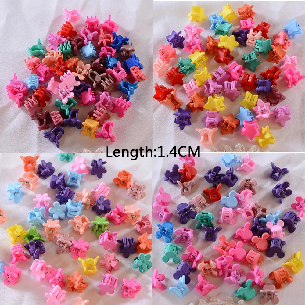 50 Teile/satz Nette Kleine Blume Stern Mini Krabben Haar Klaue Clips Kind Mädchen Candy Cartoon Kunststoff Haar Klemmen Kinder Haar zubehör