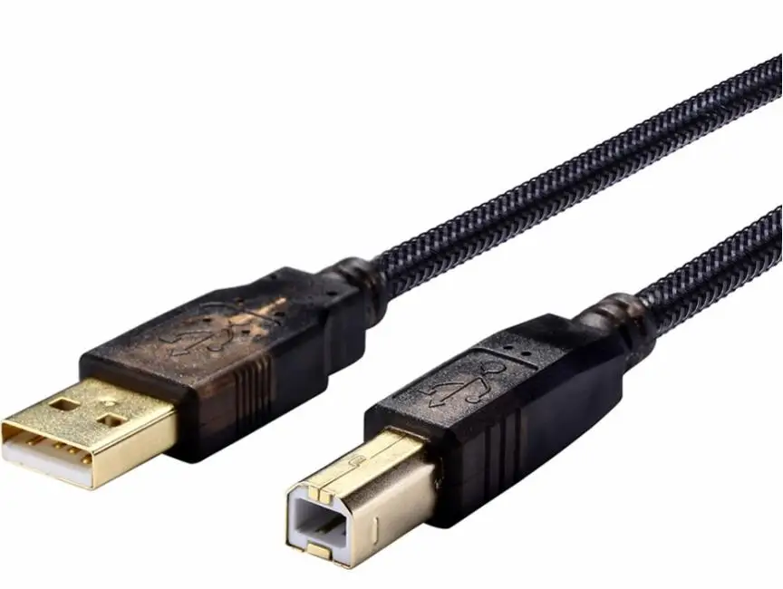 USB 2.0 เครื่องสแกนเนอร์เครื่องพิมพ์ความเร็วสูงทอง-ชุบไนลอนBraided USB Type Bชาย