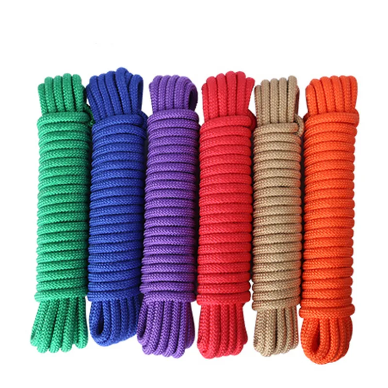 Braided Nylon Rope, Hand-Woven Decorative Rope. Cycling Bundle, Thickness Clothes Drying Quilt, Black, Red 6mm 50meters