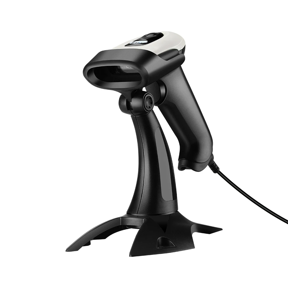 USB Wired 2D Barcode Reader with Adjustable Stand Auto Sensing,1D QR Screen Image Scanner PDF417 Data Matrix Code Scanning