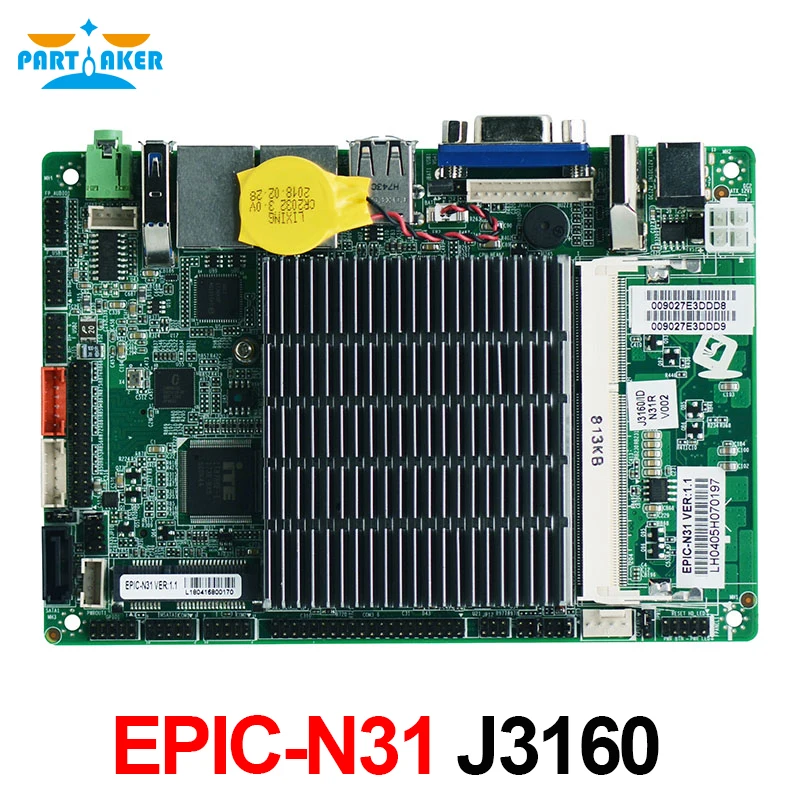 EPIC-N31 Newly design EPIC 3.5 sbc motherboard mini fanless quad core processor motherboard with J3160 Processor low power