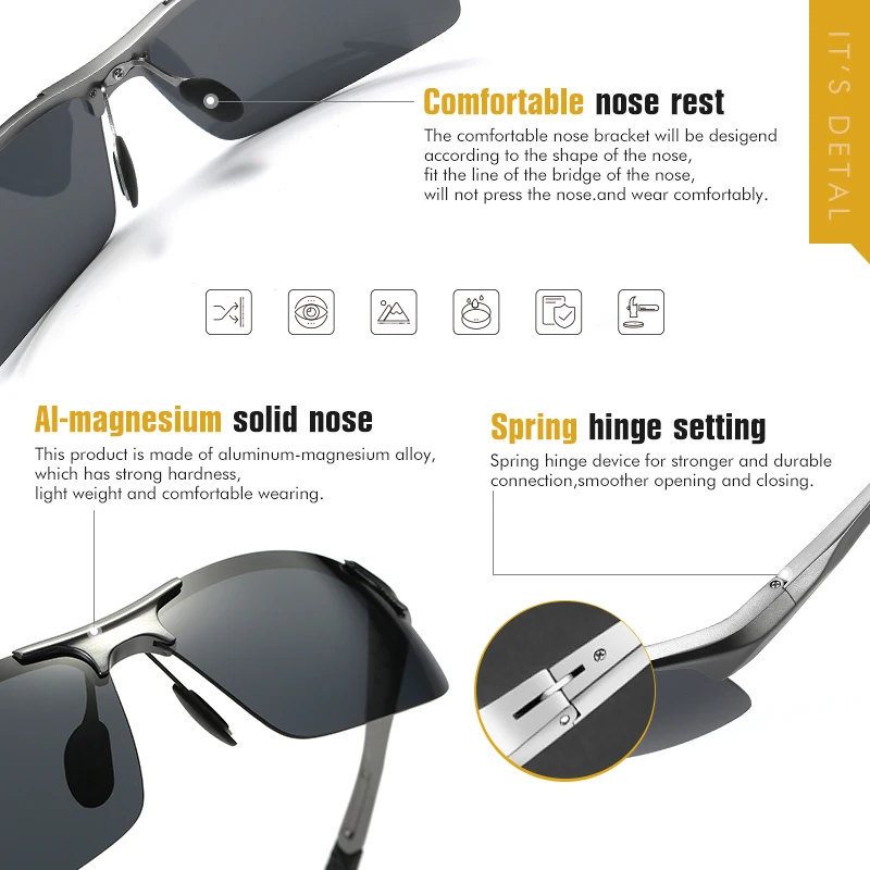 CoolPandas Polarized Men\'s Aluminum Sunglasses Driving Mirror Lens Male Sun Glasses For Men Women Eyewear UV400 Oculos De Sol