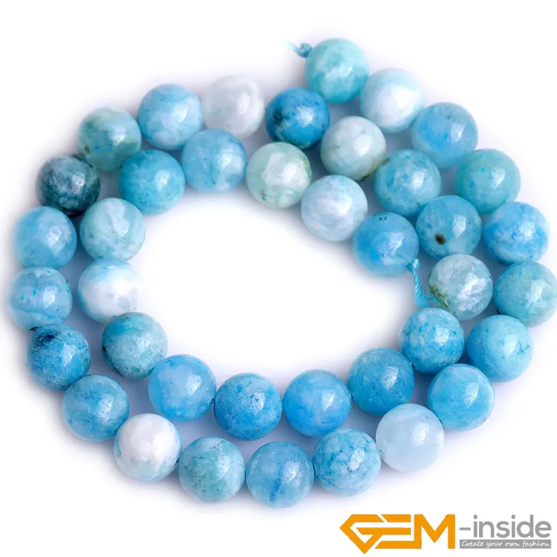 Natural Stone Blue Hemimorphite Round Loose Spacer Beads For Jewelry Making Strand 15\