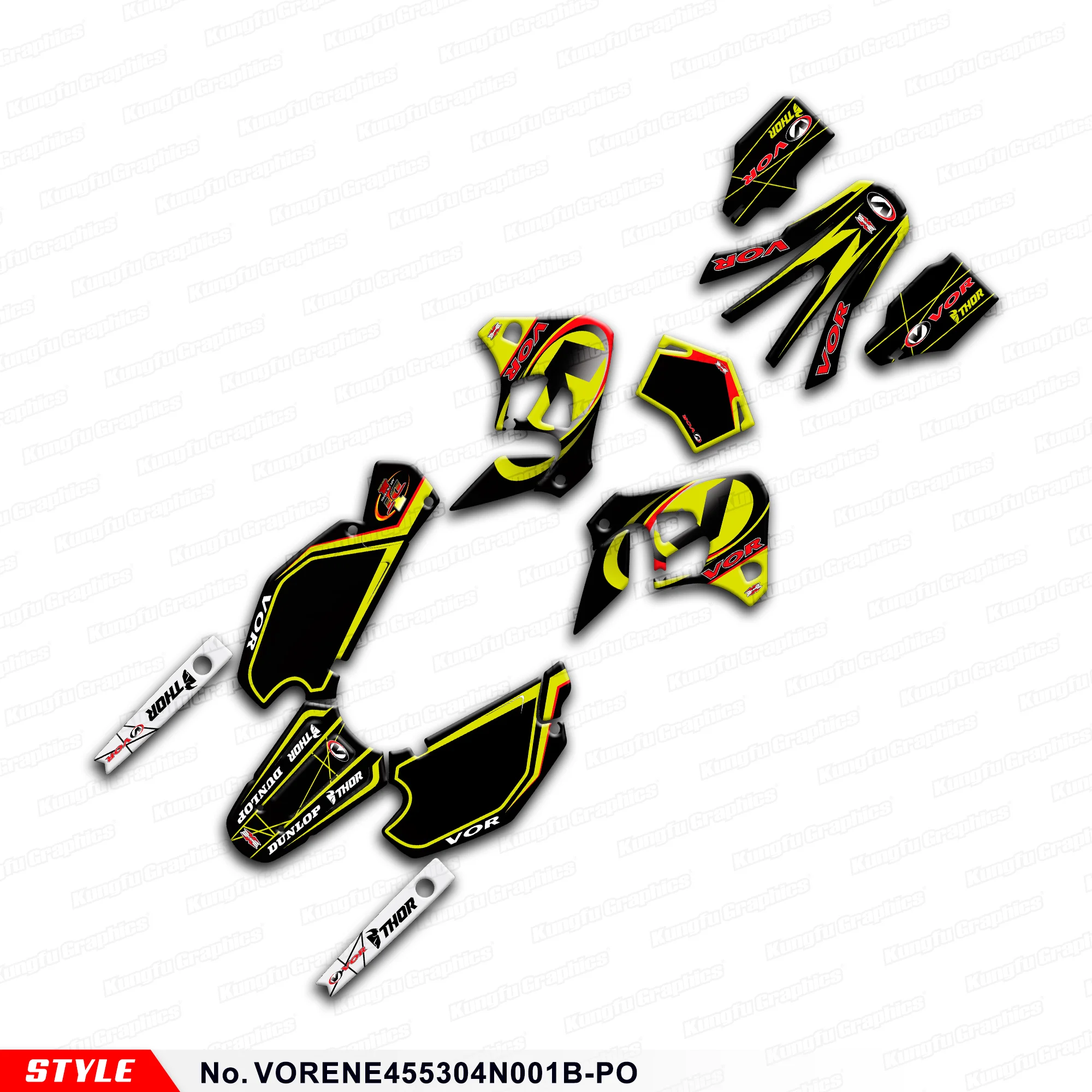 

Aftermarket Graphics for VOR EN-E 450 530 2004 2005 2006 2007 2008 2009 2010 2012 2013 to 2021, Style No.VORENE455304N001B-PO