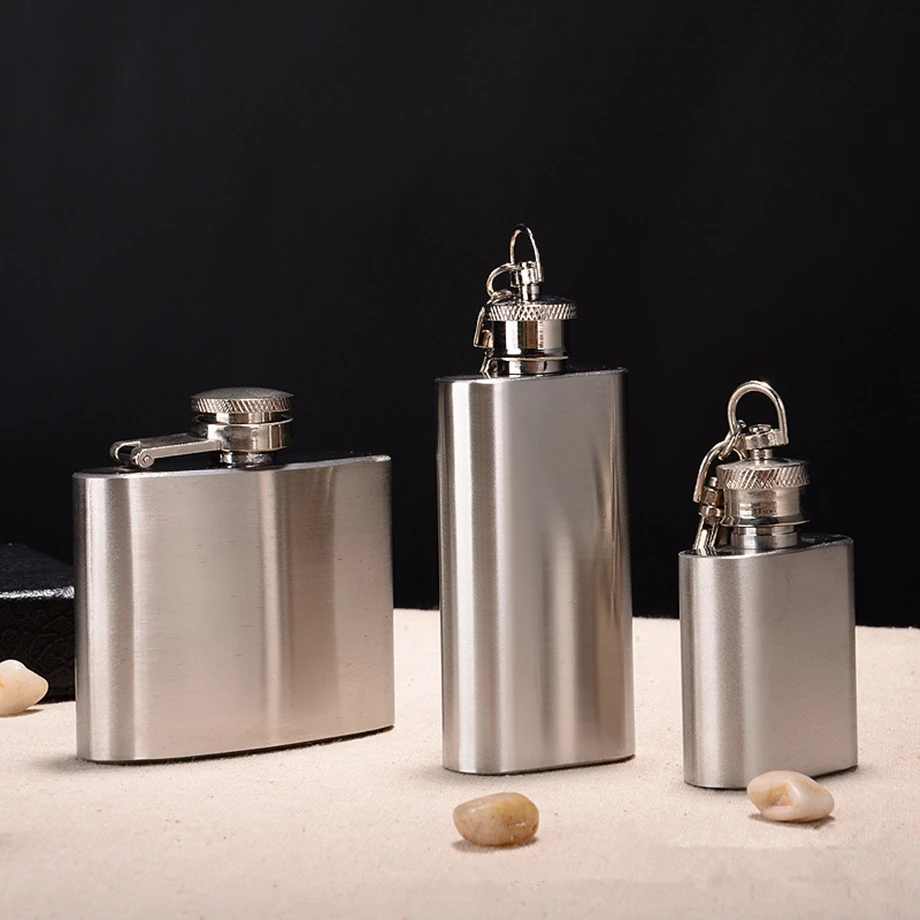 

400pcs/Lot 2oz Stainless Steel Hip Flask Whisky Pocket Bottle Mini Cup Wine Mug Alcohol Kettle Optional Key-Chain Multi Shapes