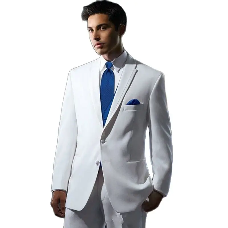 

Handsome White Man Busienss Suit Groom Tuxedos Prom Party Dress Coat Waistcoat Trousers Sets (Jacket+Pants+Vest+Tie) W:308